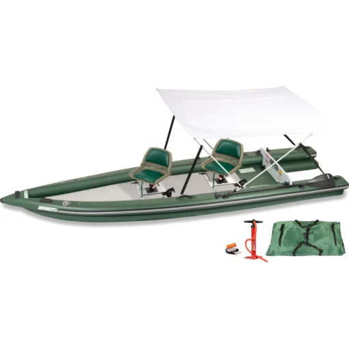 Sea Eagle FishSkiff™ 16 Inflatable Fishing Boat 2 Person Swivel Seat Canopy Package FSK16K_SWC