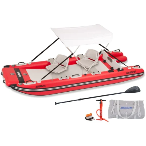 Sea Eagle FastCat12™ Catamaran Inflatable Boat Swivel Seat Canopy Package FASTCAT12K_SWC