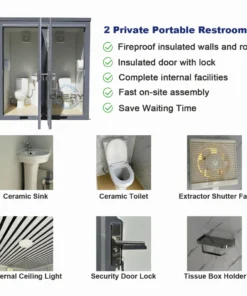 2 Private Toilet Stalls Portable Restroom