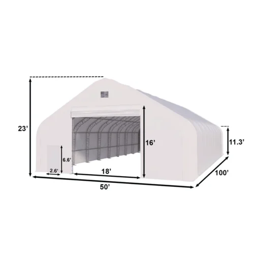 Double Truss Storage Shelter W50'xL100'xH23