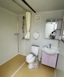 Portable Toilet with Shower Curtain Style